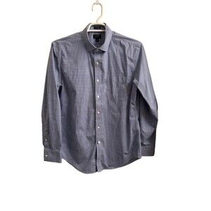 J Crew Flex Wrinkle Free Thompson Men's Blue Check Dress Shirt Sz L 16-16.5